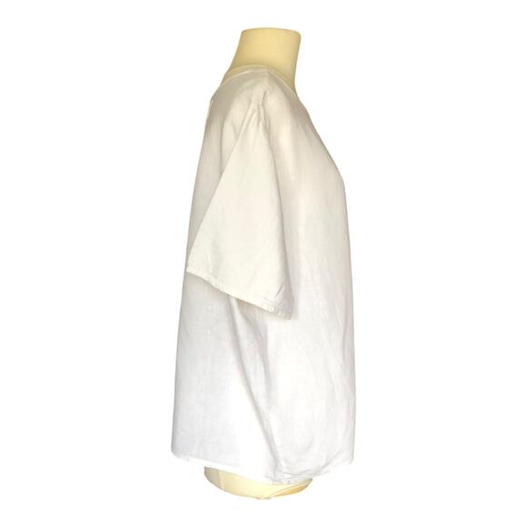 Nordstorm Flax Resort Women's White Linen Shirt Short Sleeve Round Neck Top - Picture 2 of 5